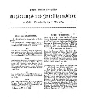 Herzogl.-Sachsen-Coburgisches Regierungs- und Intelligenzblatt (Coburger Regierungs-Blatt) Samstag 17. Mai 1834