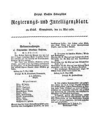 Herzogl.-Sachsen-Coburgisches Regierungs- und Intelligenzblatt (Coburger Regierungs-Blatt) Samstag 14. Mai 1836