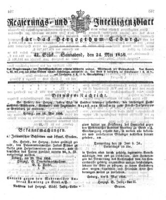 Regierungs- und Intelligenzblatt für das Herzogtum Coburg (Coburger Regierungs-Blatt) Samstag 24. Mai 1856