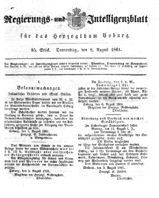 Regierungs- und Intelligenzblatt für das Herzogtum Coburg (Coburger Regierungs-Blatt) Donnerstag 8. August 1861