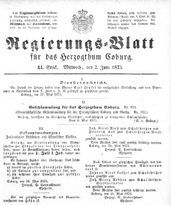 Regierungs-Blatt für das Herzogtum Coburg (Coburger Regierungs-Blatt) Mittwoch 2. Juni 1875