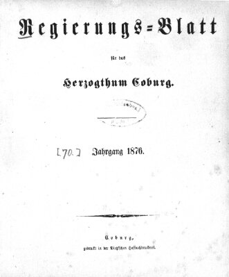 Regierungs-Blatt für das Herzogtum Coburg (Coburger Regierungs-Blatt) Mittwoch 5. Januar 1876