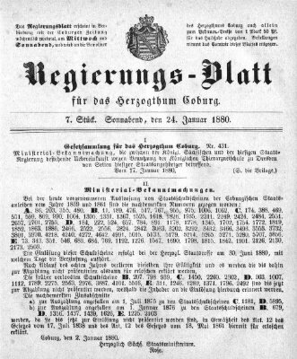Regierungs-Blatt für das Herzogtum Coburg (Coburger Regierungs-Blatt) Samstag 24. Januar 1880