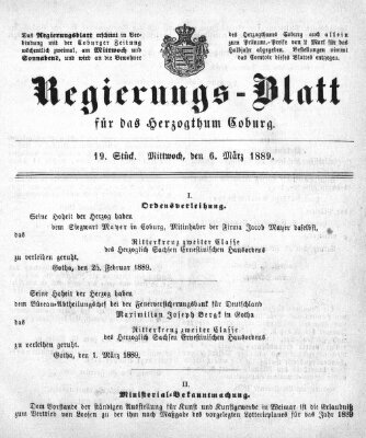 Regierungs-Blatt für das Herzogtum Coburg (Coburger Regierungs-Blatt) Sonntag 6. März 1898
