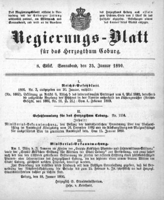 Regierungs-Blatt für das Herzogtum Coburg (Coburger Regierungs-Blatt) Samstag 25. Januar 1890