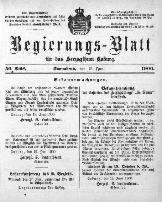 Regierungs-Blatt für das Herzogtum Coburg (Coburger Regierungs-Blatt) Samstag 23. Juni 1900