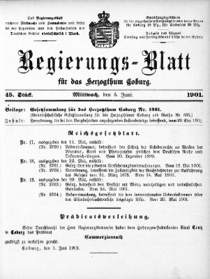 Regierungs-Blatt für das Herzogtum Coburg (Coburger Regierungs-Blatt) Mittwoch 5. Juni 1901