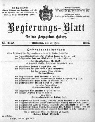 Regierungs-Blatt für das Herzogtum Coburg (Coburger Regierungs-Blatt) Samstag 19. Juli 1902