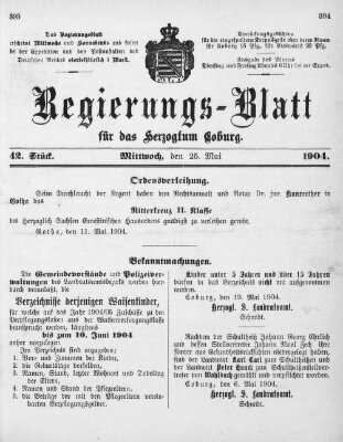 Regierungs-Blatt für das Herzogtum Coburg (Coburger Regierungs-Blatt) Mittwoch 25. Mai 1904