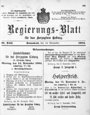 Regierungs-Blatt für das Herzogtum Coburg (Coburger Regierungs-Blatt) Samstag 12. November 1904