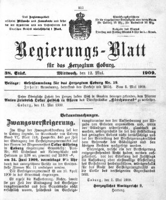 Regierungs-Blatt für das Herzogtum Coburg (Coburger Regierungs-Blatt) Mittwoch 12. Mai 1909