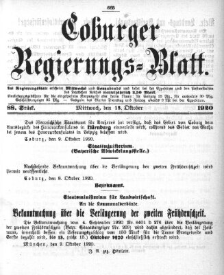 Coburger Regierungs-Blatt Mittwoch 13. Oktober 1920