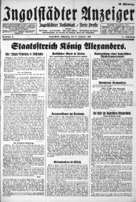 Ingolstädter Anzeiger Dienstag 8. Januar 1929
