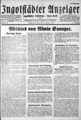 Ingolstädter Anzeiger Freitag 22. Februar 1929