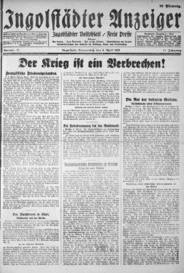 Ingolstädter Anzeiger Donnerstag 4. April 1929