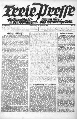 Freie Presse für Ingolstadt u. den Donaugau (Ingolstädter Anzeiger) Donnerstag 26. Januar 1922