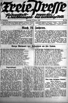 Freie Presse für Ingolstadt u. den Donaugau (Ingolstädter Anzeiger) Samstag 17. März 1923