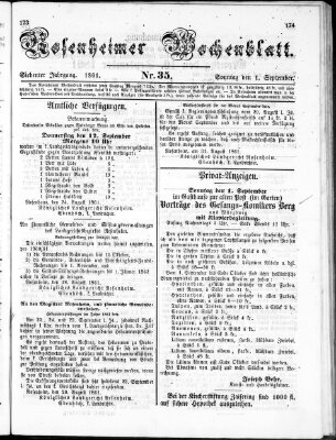 Rosenheimer Wochenblatt (Rosenheimer Anzeiger) Sonntag 1. September 1861