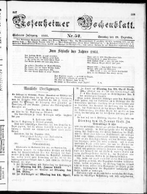 Rosenheimer Wochenblatt (Rosenheimer Anzeiger) Sonntag 29. Dezember 1861