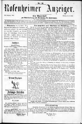 Rosenheimer Anzeiger Sonntag 15. April 1866