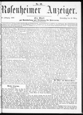 Rosenheimer Anzeiger Donnerstag 18. März 1869