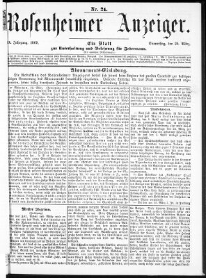 Rosenheimer Anzeiger Donnerstag 25. März 1869