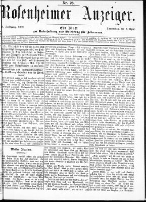 Rosenheimer Anzeiger Donnerstag 8. April 1869