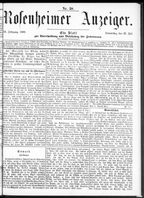 Rosenheimer Anzeiger Donnerstag 22. Juli 1869