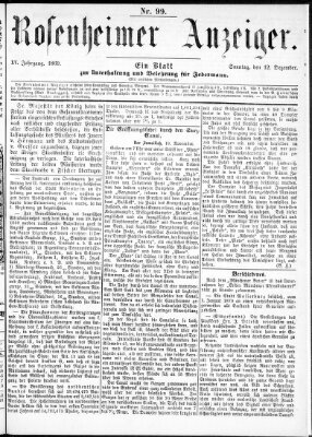 Rosenheimer Anzeiger Sonntag 12. Dezember 1869