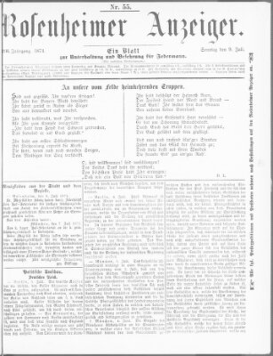 Rosenheimer Anzeiger Sonntag 9. Juli 1871