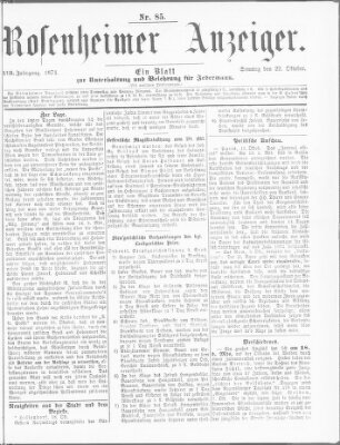 Rosenheimer Anzeiger Sonntag 22. Oktober 1871