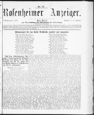 Rosenheimer Anzeiger Sonntag 11. Februar 1872