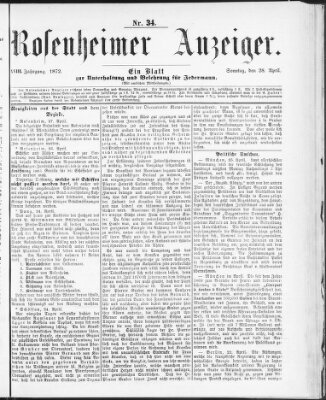 Rosenheimer Anzeiger Sonntag 28. April 1872