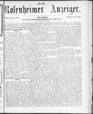 Rosenheimer Anzeiger Sonntag 9. Juni 1872