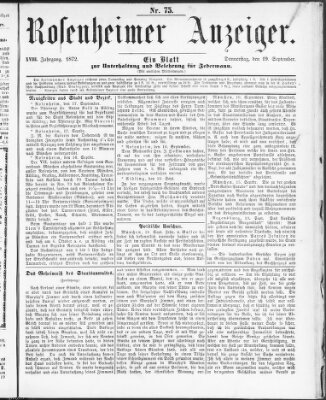 Rosenheimer Anzeiger Donnerstag 19. September 1872