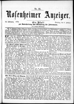 Rosenheimer Anzeiger Sonntag 8. Februar 1874