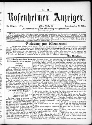 Rosenheimer Anzeiger Donnerstag 26. März 1874