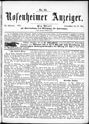 Rosenheimer Anzeiger Donnerstag 21. Mai 1874