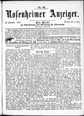 Rosenheimer Anzeiger Dienstag 2. Juni 1874