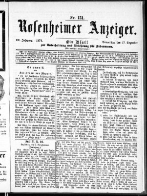 Rosenheimer Anzeiger Donnerstag 17. Dezember 1874