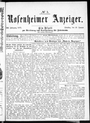 Rosenheimer Anzeiger Dienstag 12. Januar 1875