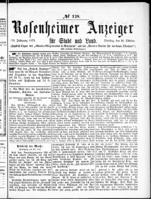 Rosenheimer Anzeiger Dienstag 26. Oktober 1875