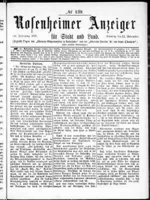 Rosenheimer Anzeiger Sonntag 21. November 1875