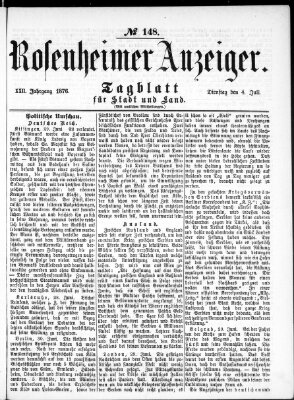 Rosenheimer Anzeiger Dienstag 4. Juli 1876