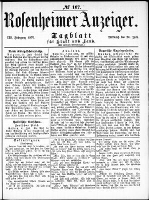 Rosenheimer Anzeiger Mittwoch 26. Juli 1876