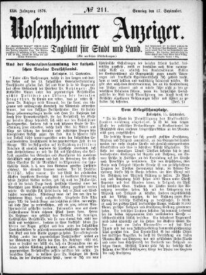 Rosenheimer Anzeiger Sonntag 17. September 1876