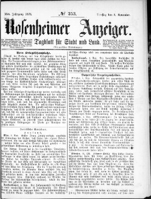 Rosenheimer Anzeiger Dienstag 7. November 1876