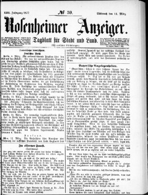 Rosenheimer Anzeiger Mittwoch 14. März 1877
