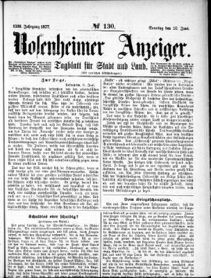 Rosenheimer Anzeiger Sonntag 10. Juni 1877
