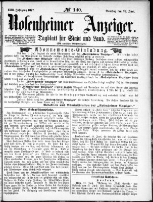 Rosenheimer Anzeiger Samstag 23. Juni 1877